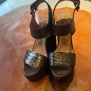 Lanvin Bronze Wedge Sandals